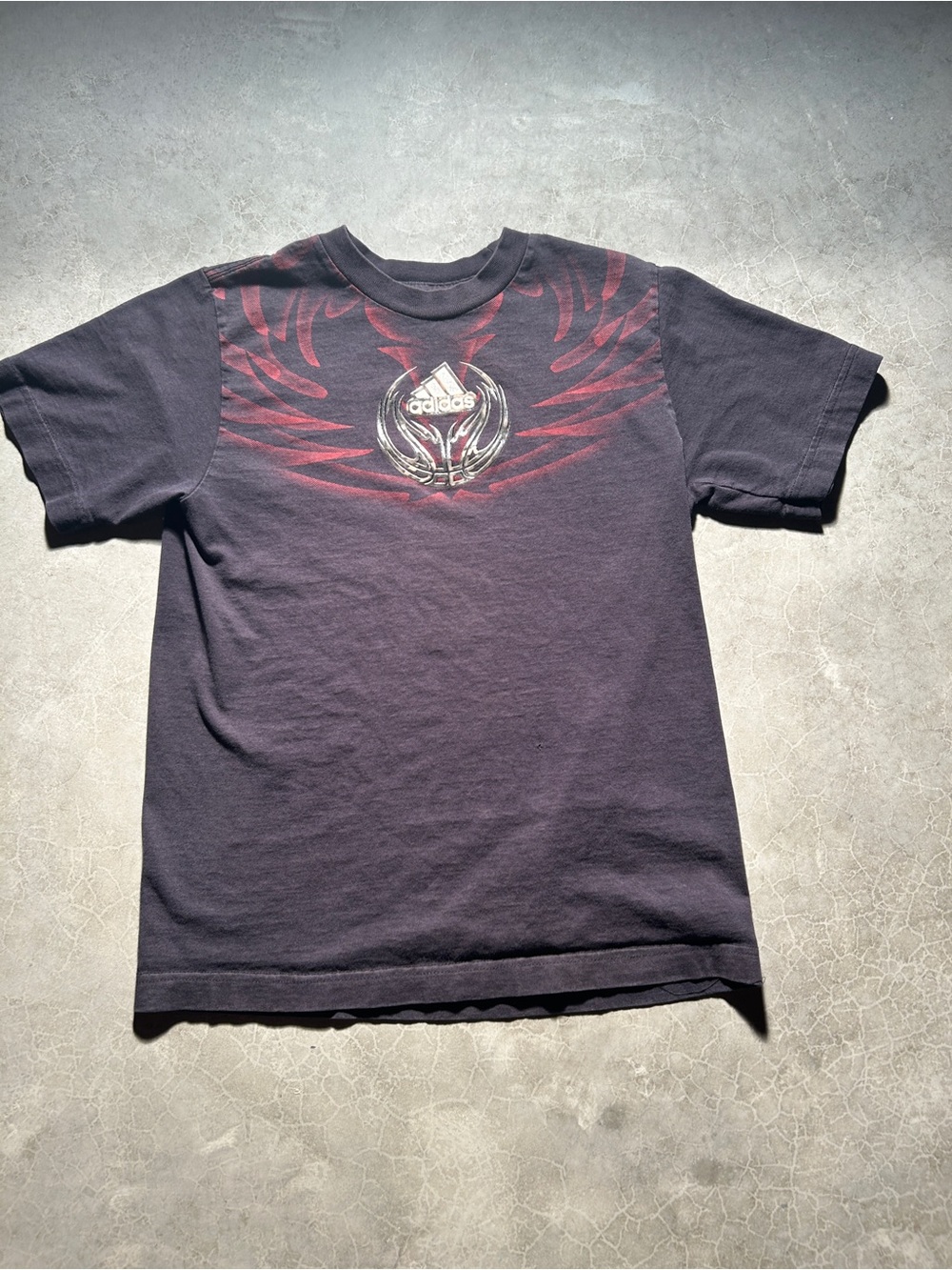 adidas Black Tee with Red Graphic Wings